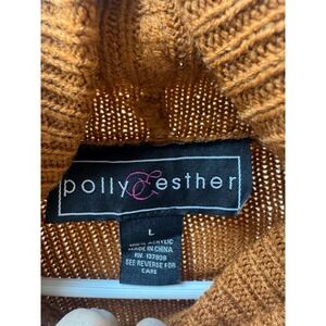 Polly and Esther Striped Turtleneck Sweater Size L Brown Cream‎ Blue